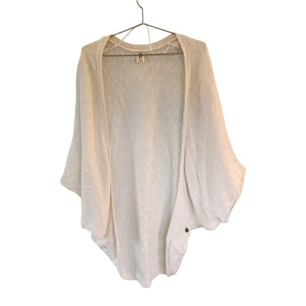 Roxy Cardigan Women XS White Beachy Boho Summer Knit Open Front Dolman Sleeve